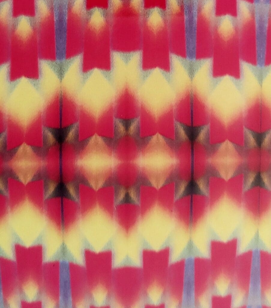 Red and yellow geometric chevron pattern